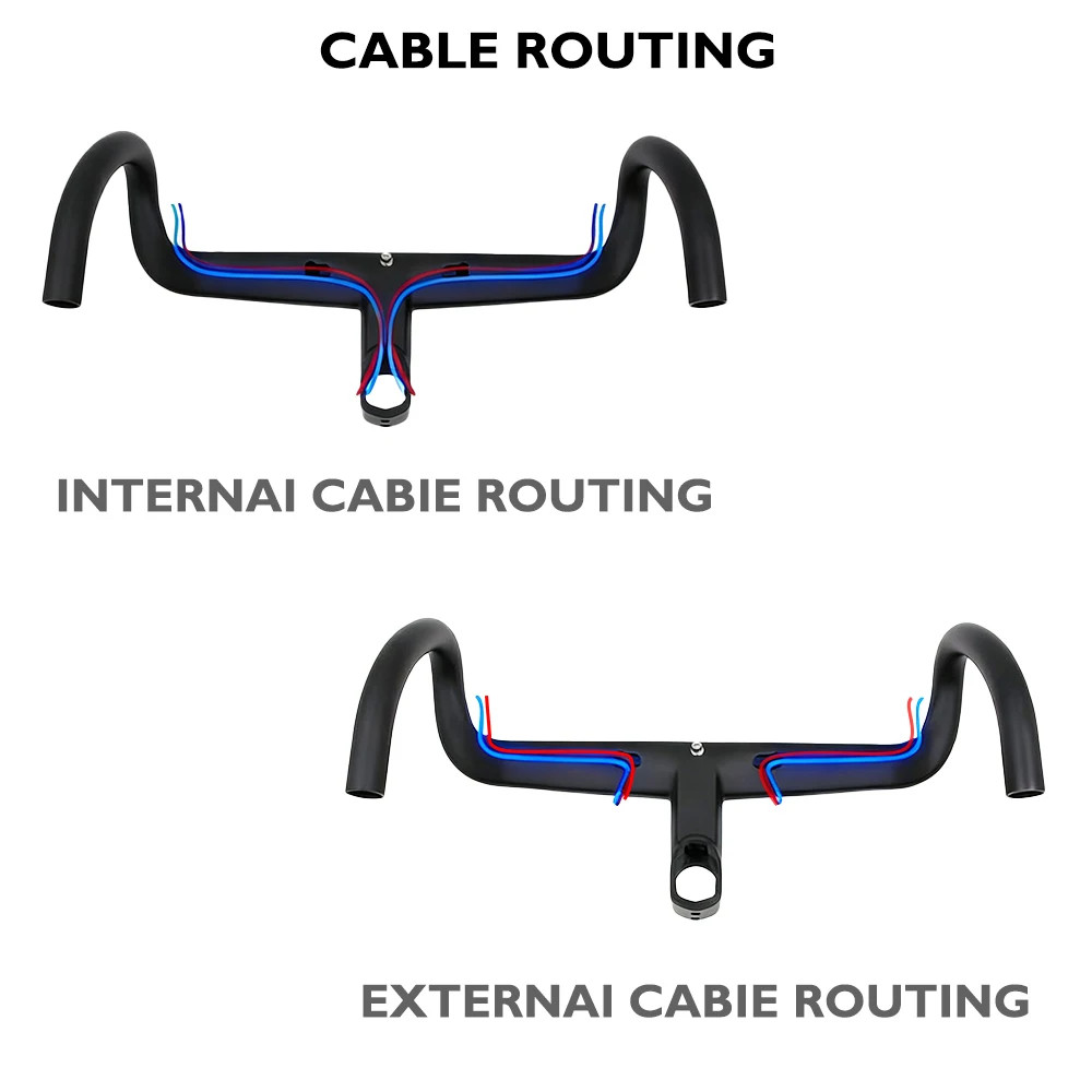 Carbon Fiber Integrated Handlebar for Road Bike 370-430mm with Computer Bracket