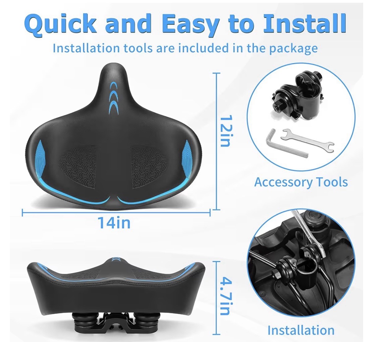 CDYWD Oversized Bike Seat for Men & Women Comfort, Extra Wide Bicycle Seat Cu…