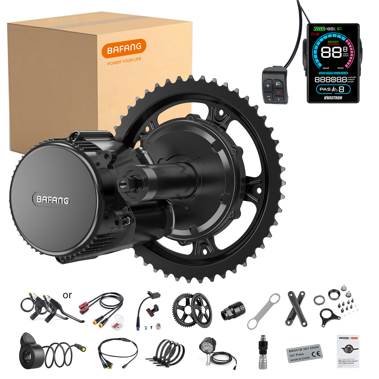 48V1000W Bafang Electric Bicycle 68-73mm Mid Drive Motor Ebike Conversion Kits
