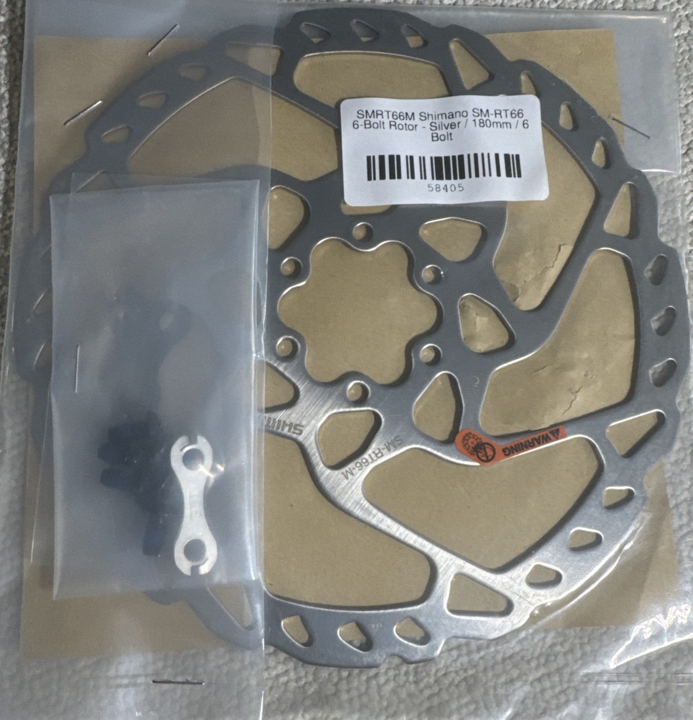SHIMANO, SMRT66M, SM-RT66, 6-BOLT ROTOR- SILVER/ 180mm/ 6 BOLT.