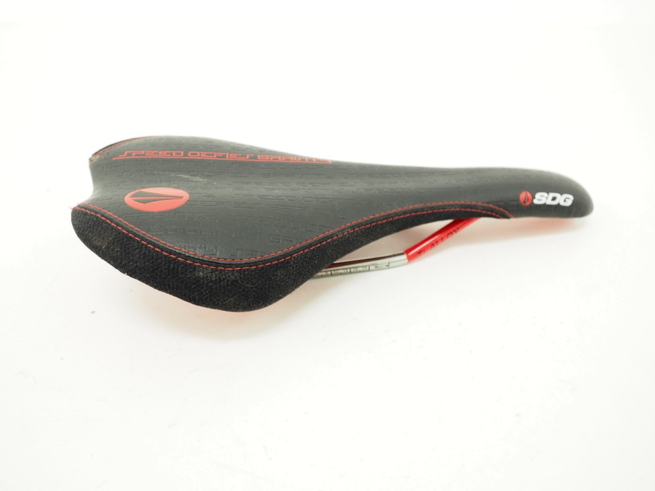 SDG Circuit Bicycle Saddle Black / Red Titanium Hollow Rails 280mm x 135mm