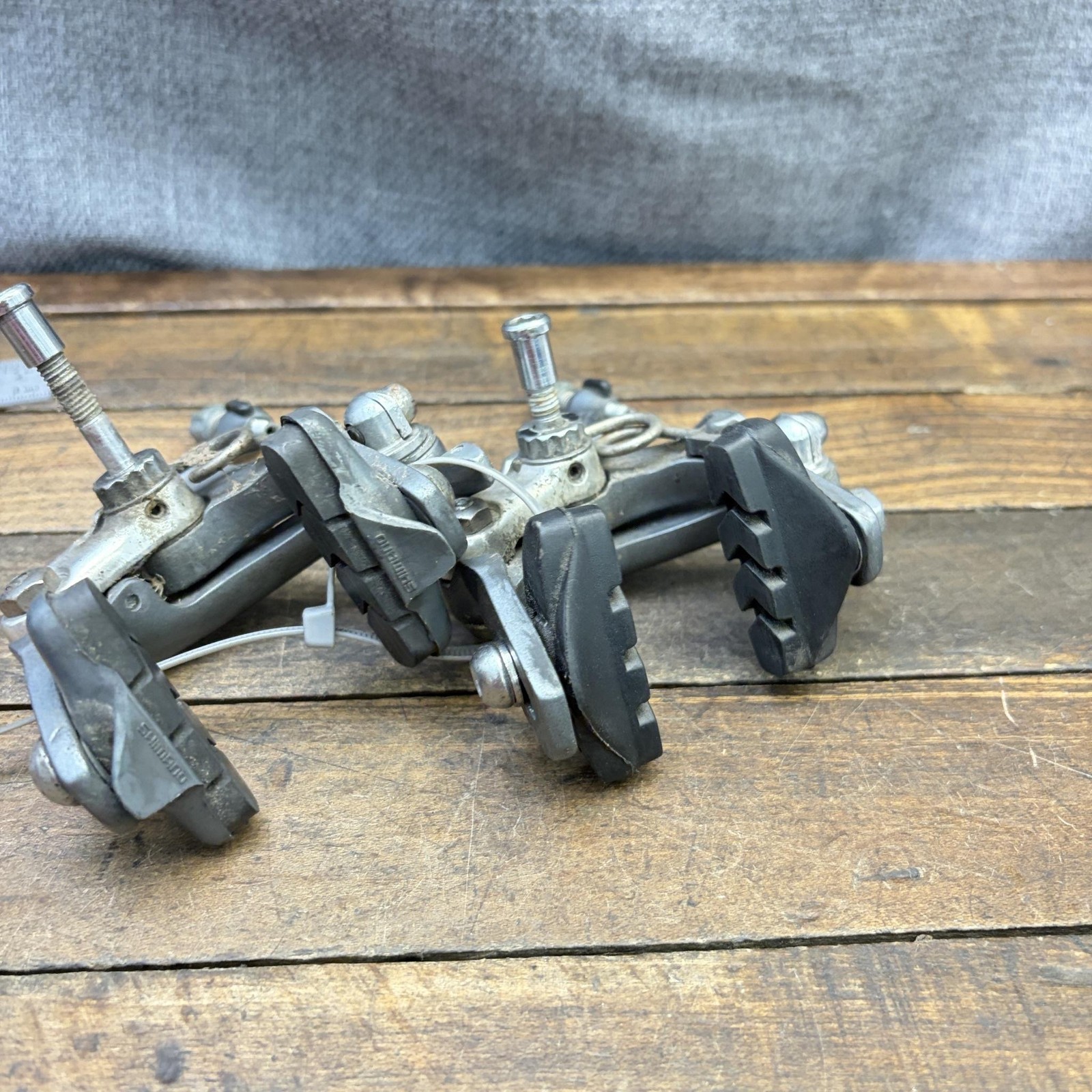 Vintage Shimano 600 BR-6403 Caliper Brakes Set Gray Tricolor Side Pull Japan