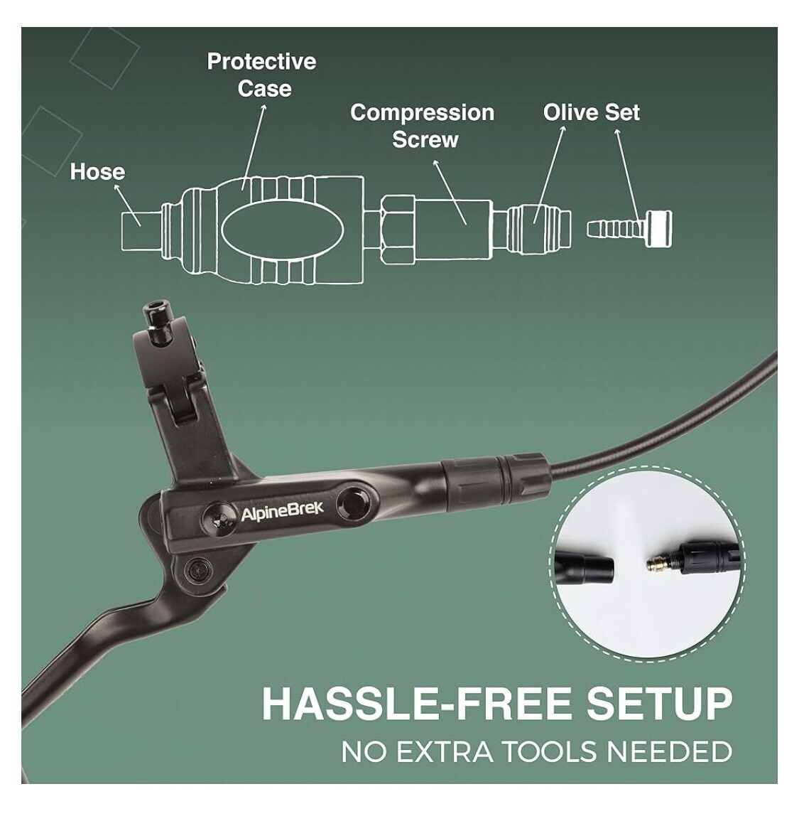 AlpineBrek Hydraulic Disc Brake Set MTB-E-Bike-Bicycle F-900mm/R-1500mm