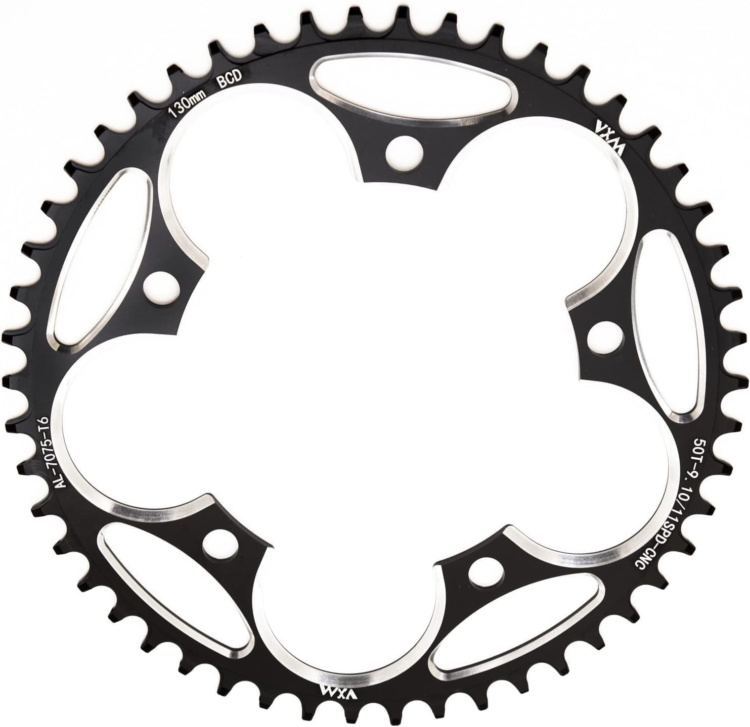 130BCD Chainring – CNC Machined 7075-T6 Aluminum Narrow-Wide 50T black