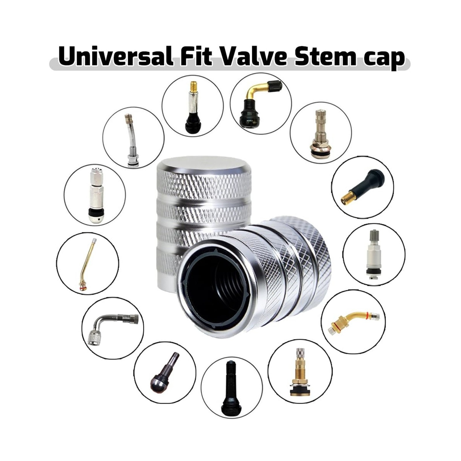 4-Piece Anodized Aluminum-Plastic Composite Tire Valve Stem Caps with Integra…