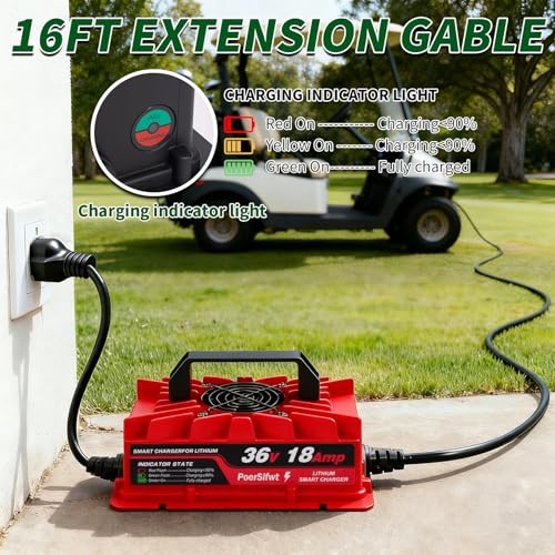 43.8V 18A Lithium Battery Charger, IP65 Waterproof, for 36V (38.4V) LiFePO4 Red