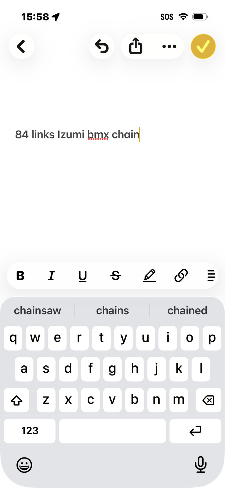 Izumi BMX Bicycle Chain 84 Links Black Japan Single Speed Steel 290g BMX Used