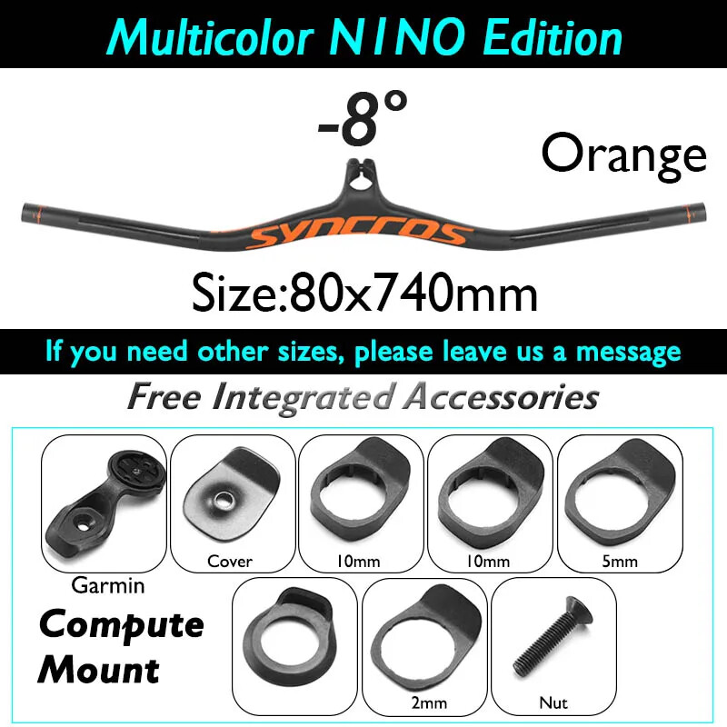 Carbon Integrated MTB Bicycle Handlebar with Stem 60-110mm -8/-17/-25 Degree