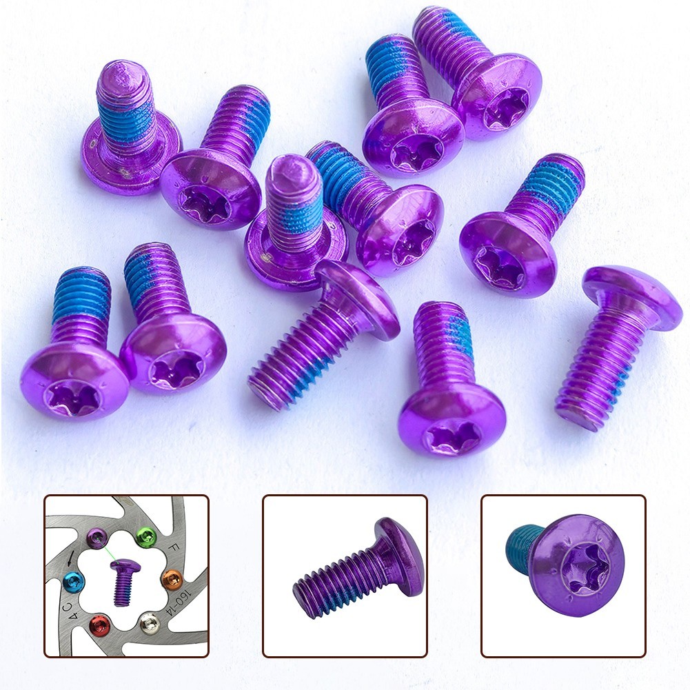 High Carbon Steel Purple T25 Screw Bolts for MTB Bike Box of 12 M5x10mm