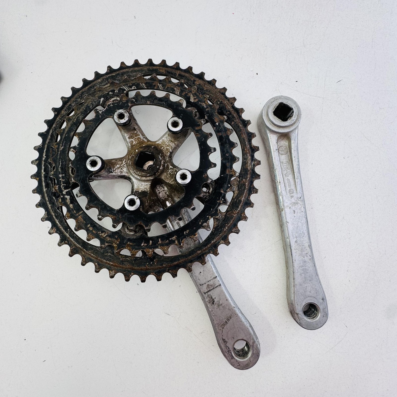 Vintage Sakae SX Triple Crankset 175mm 48/36/28T 110 BCD Silver MTB Bike A36