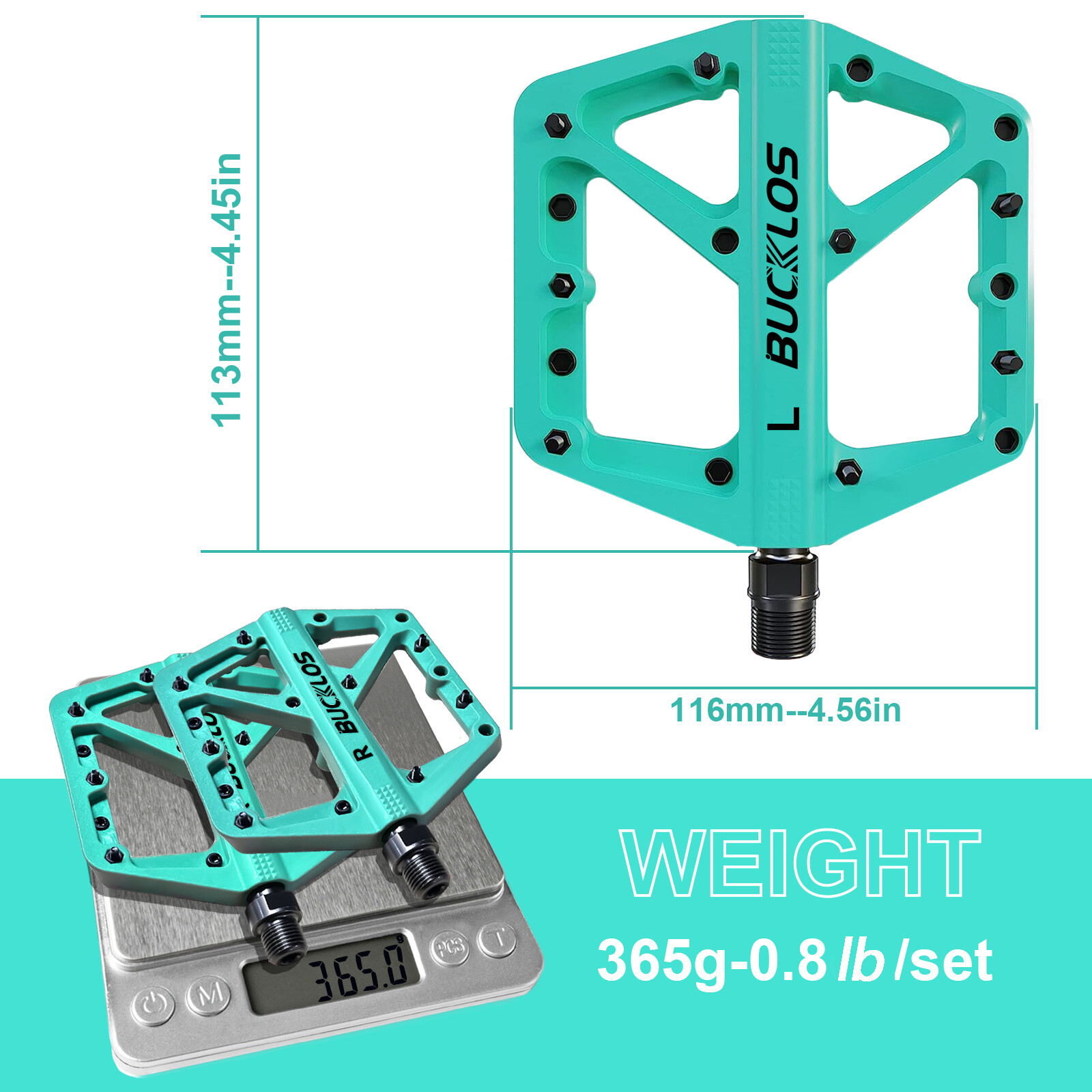 Bicycle Mountain MTB Road Bike Cycling Bearing Nylon Flat-platfrom Pedals 9/16”