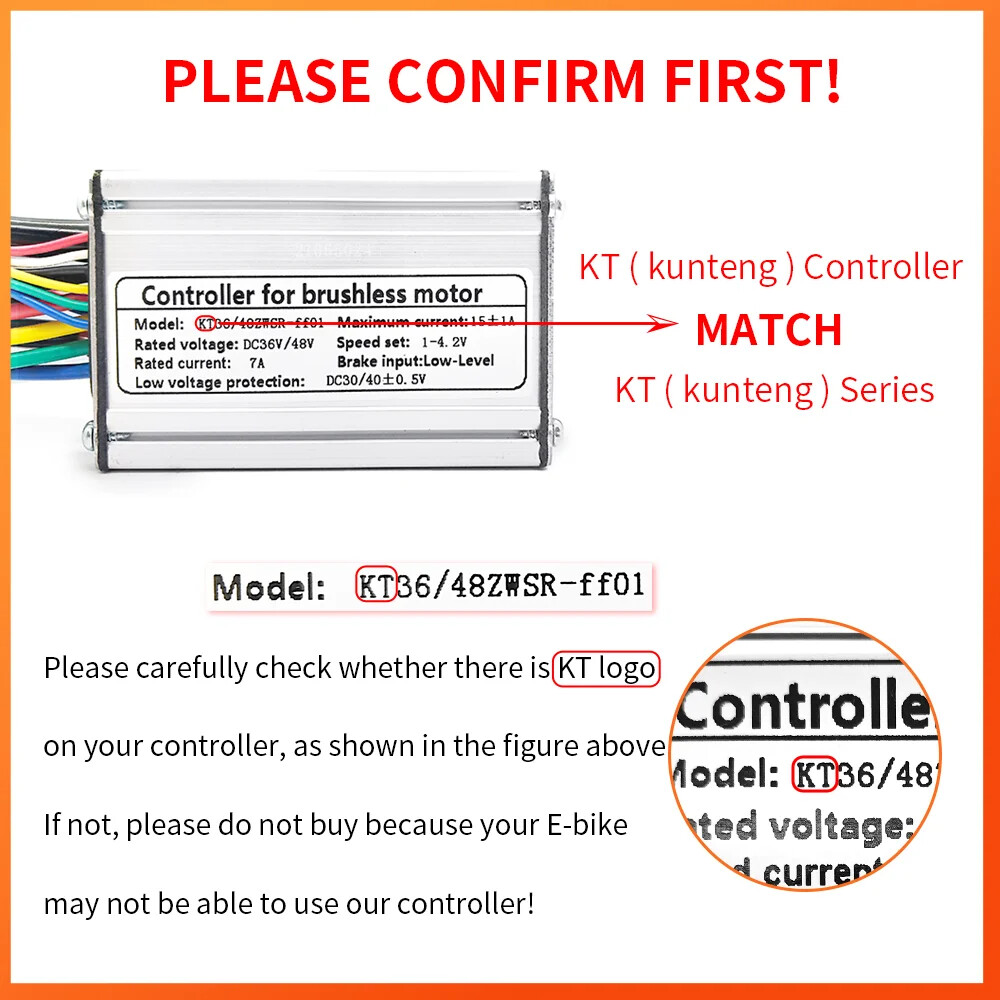 36V 48V 250W 350W 500W 1000W Mountain Ebike Brushless KT Controller Waterproof