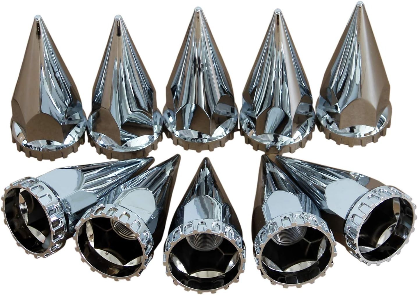 Chrome ABS Complete Axle Cover Set with Hub Caps and 33mm Screw-On Spiked Lug…