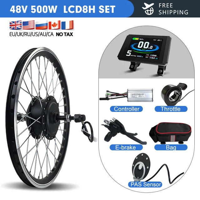36V 48V 500W E-bike Conversion Kit Brushless Gear Rear Rotate Hub Motor Wheel