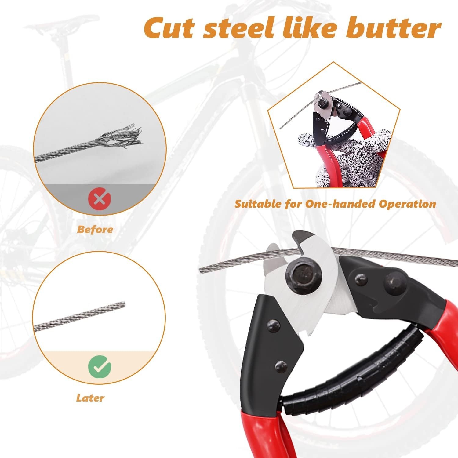 Universal 73PCS Bicycle Brake Cable Set with Lightweight Cutter & Durable Caps