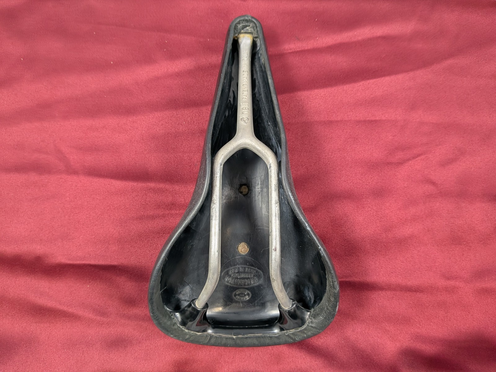 Vintage Cinelli Unicanitor Leather Saddle Black 27x15cm Road Bike Track SA22