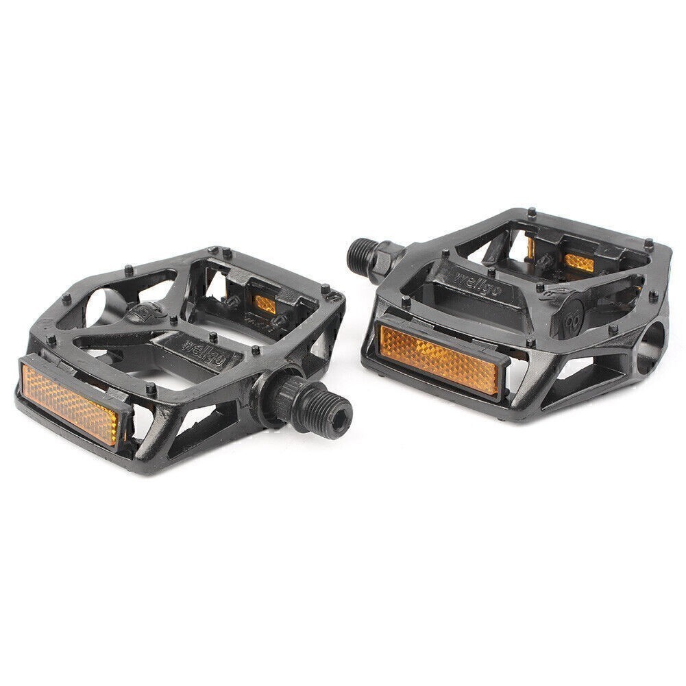 Pair Bike Pedals Platform Wellgo B087 Cr-Mo Spindle 9/16″ DU Sealed Bearings