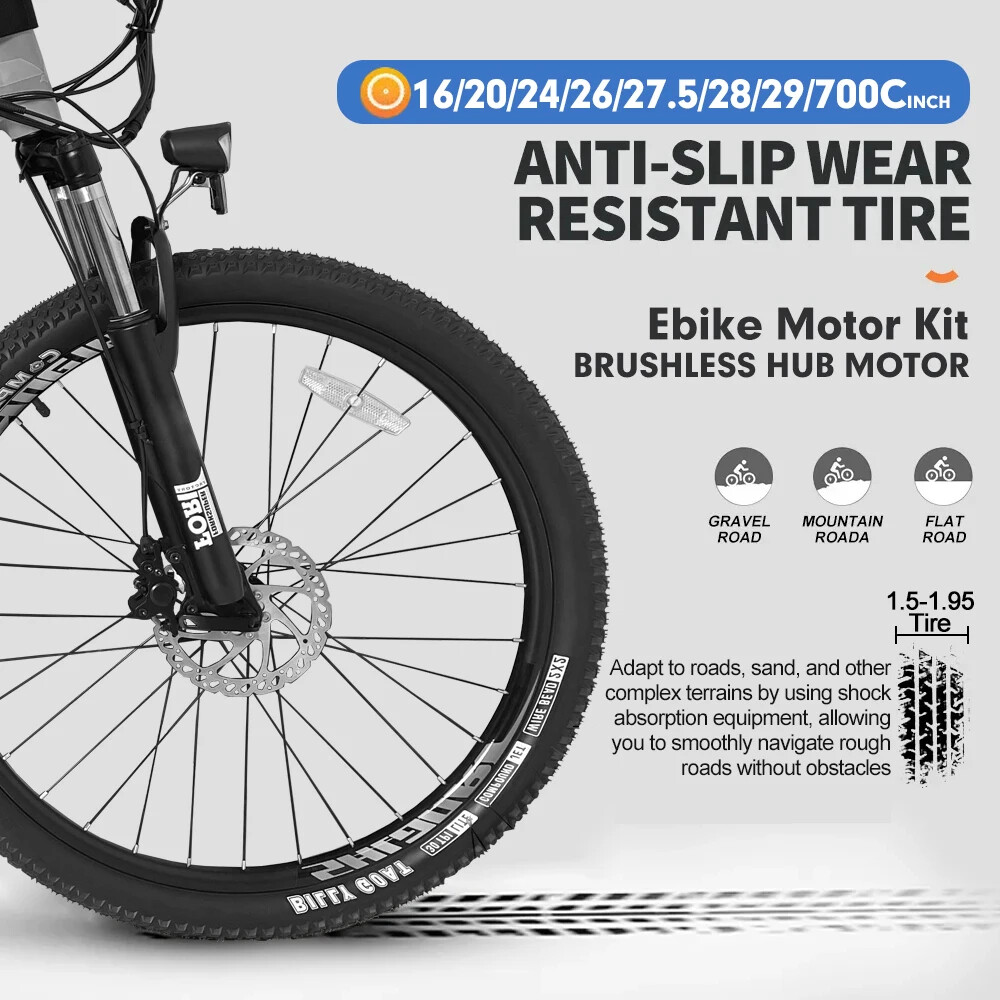 36V 48V 500W E-bike Conversion Kit Brushless Gear Rear Rotate Hub Motor Wheel