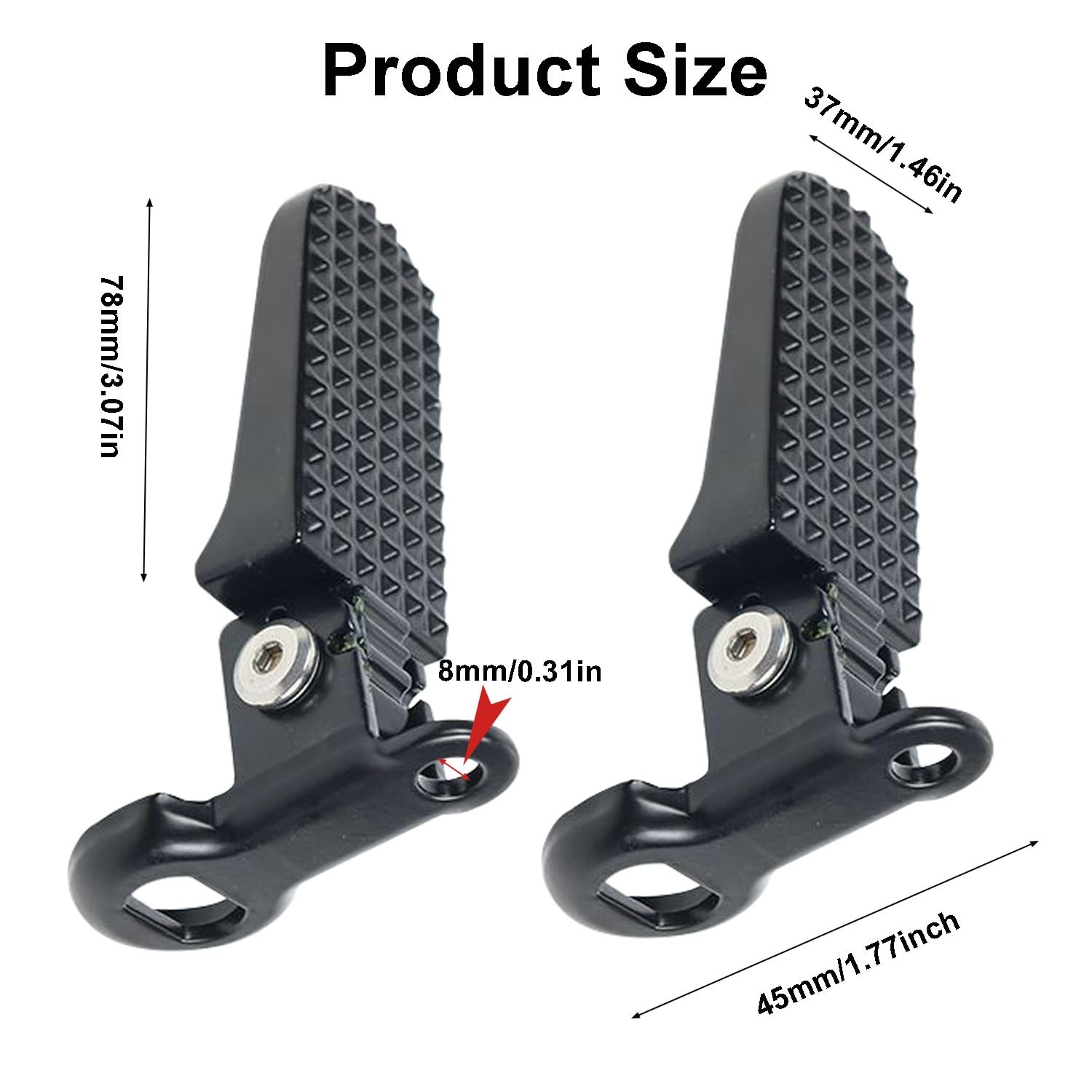 Reicyfang 1 Pair of Bike Foot Pegs, Aluminium Alloy Non-Slip One Size, Black