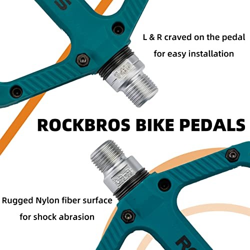 Rock BROS Mountain Bike Pedals Nylon Composite Bearing 9/16″ MTB Bicycle Blue