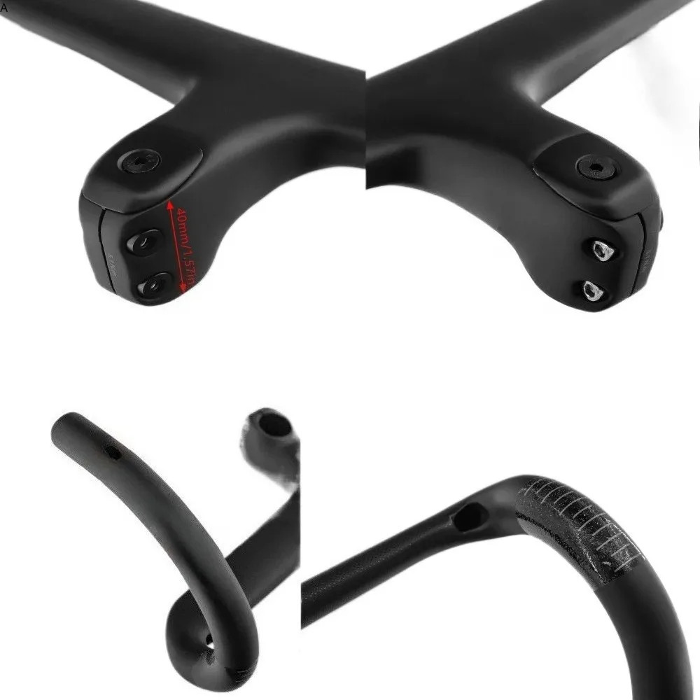 Road bicycle Carbon Bent Bar Internal Cable Routing 127mm Drop 75mm With Spacer