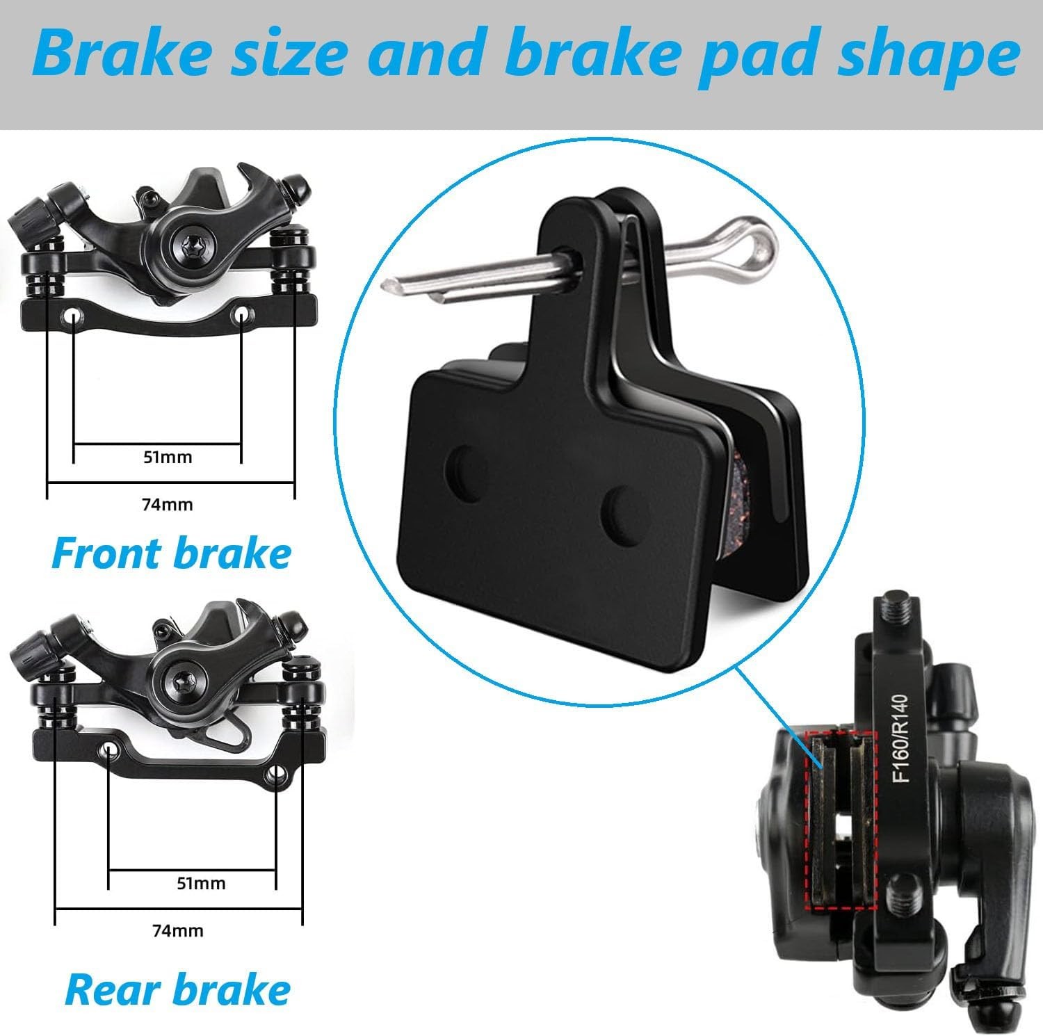 Bike Disc Brake Kit,Bike Front and Back Kit-Calipers,2 BB8, Black