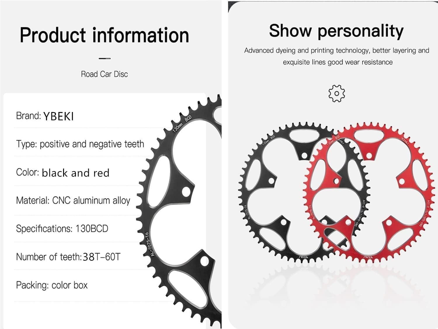 130BCD Chainring – CNC Machined 7075-T6 Aluminum Narrow-Wide 50T black