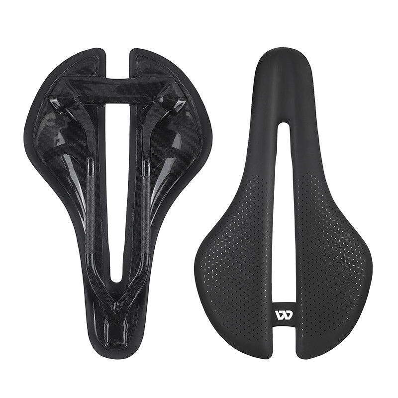 WEST BIKING Carbon Fiber Leather Bicycle Saddle Hollow Road Bike Seat Saddle