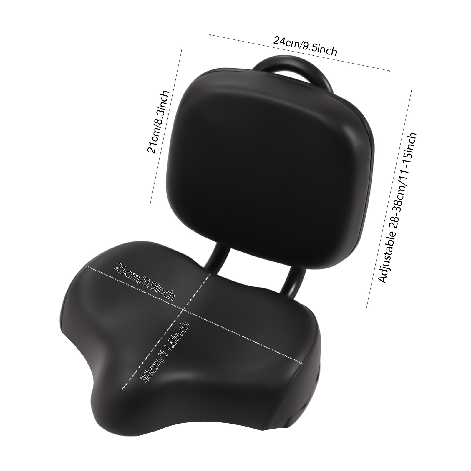 Bike Saddle Seat w/ Backrest Bicycle Extra Wide Comfort Leather Cushion Soft Pad