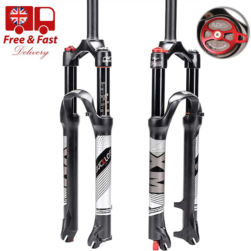 26″ Air Suspension Fork MTB Bike 120mm Travel 1-1/8″ Disc Brake 9mm QR Rebound