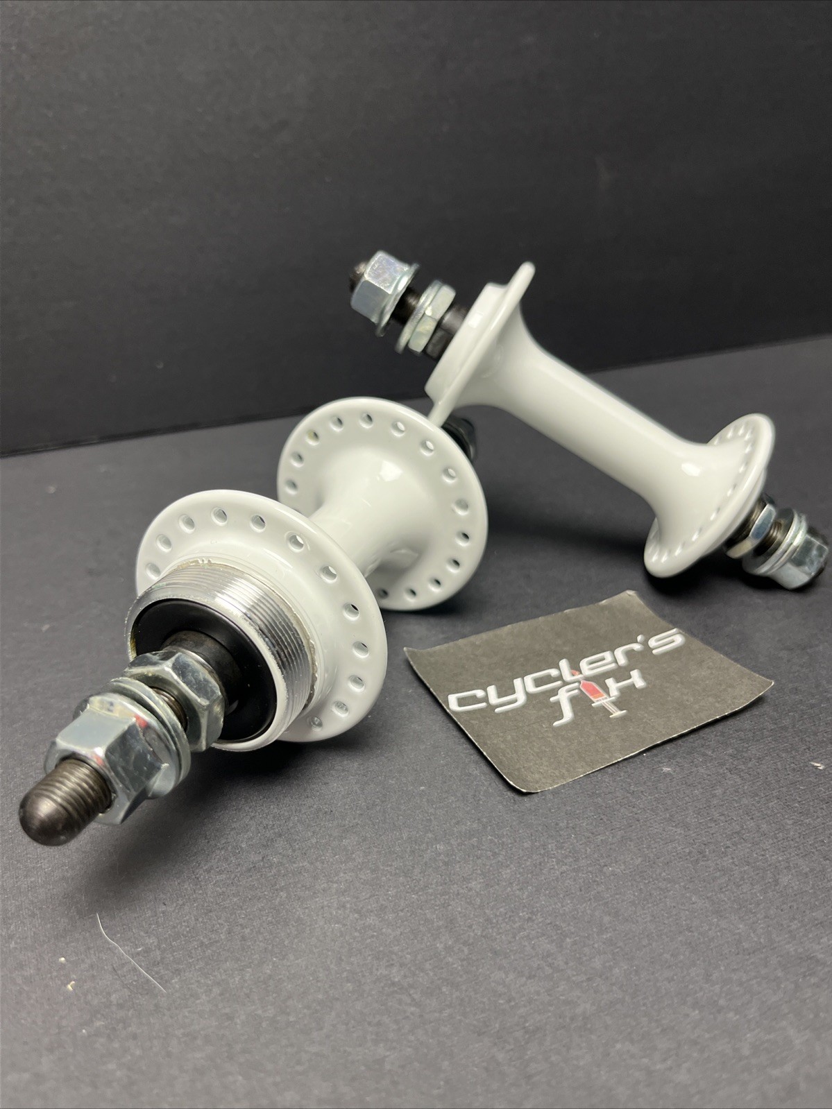 36h Low Flange White Alloy Bmx Hub Set freewheel fit: Gt Powerlite Suzue Haro*