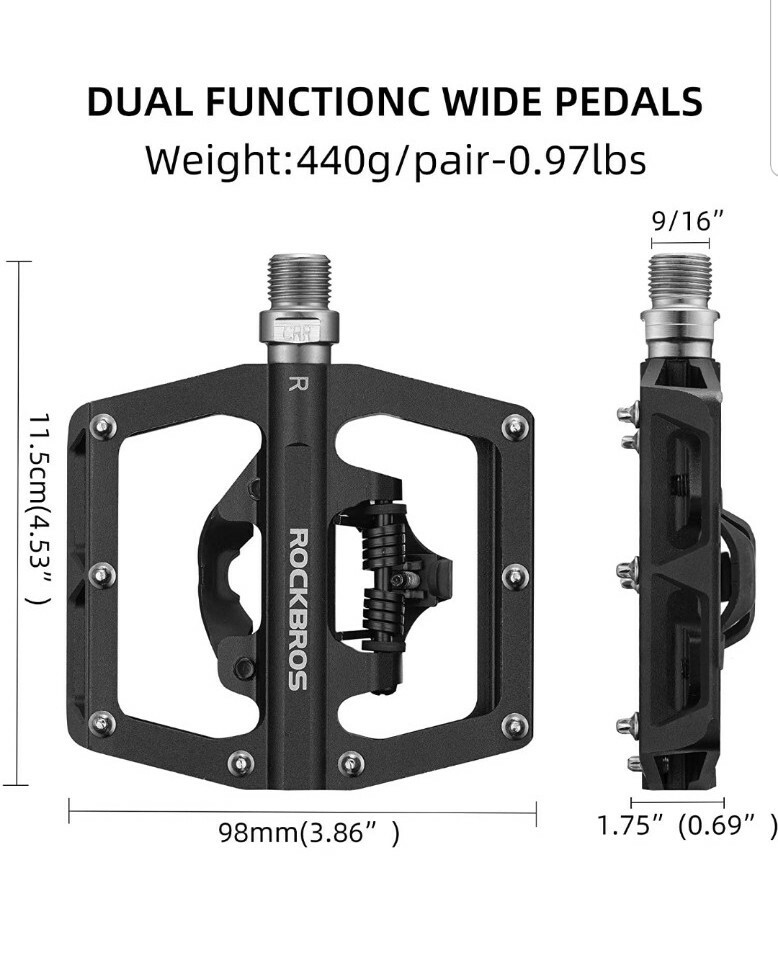 MTB Mountain Bike Pedals Bicycle Flat Platform Compatible with SPD Mountain