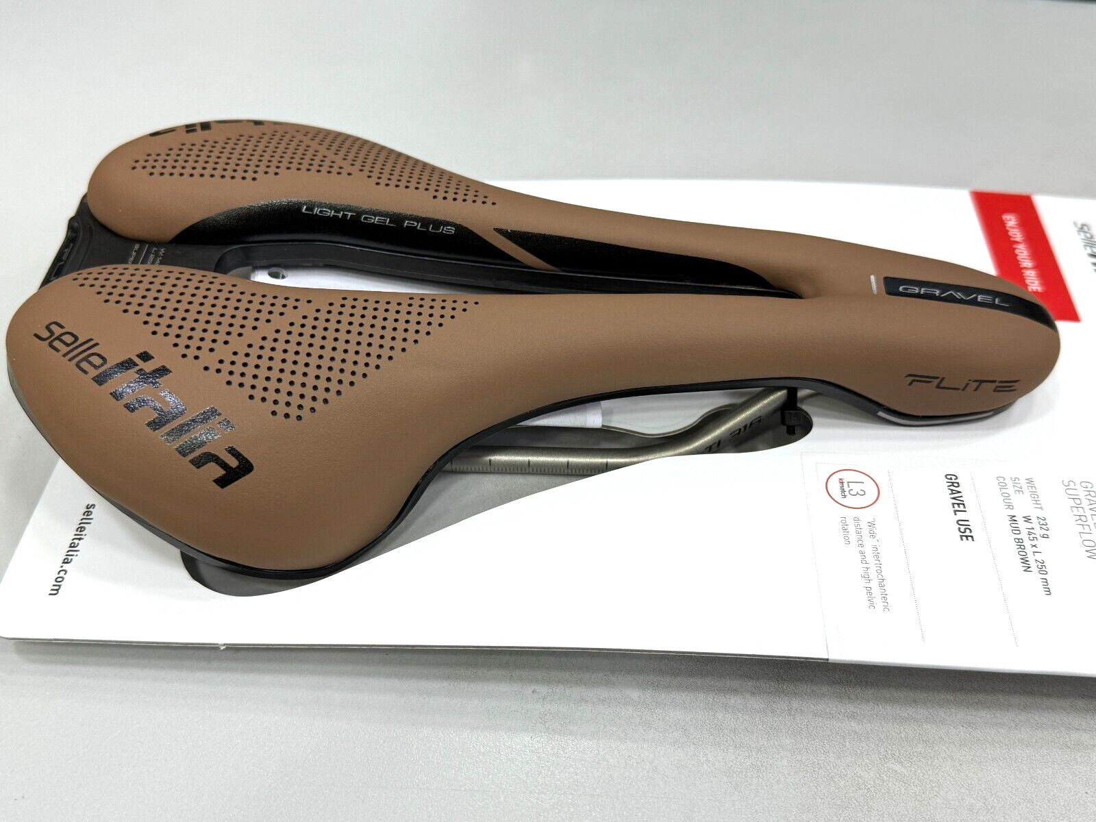 Selle Italia Flite Boost Gravel Ti316 Superflow L3(145x250mm) Saddle Brown