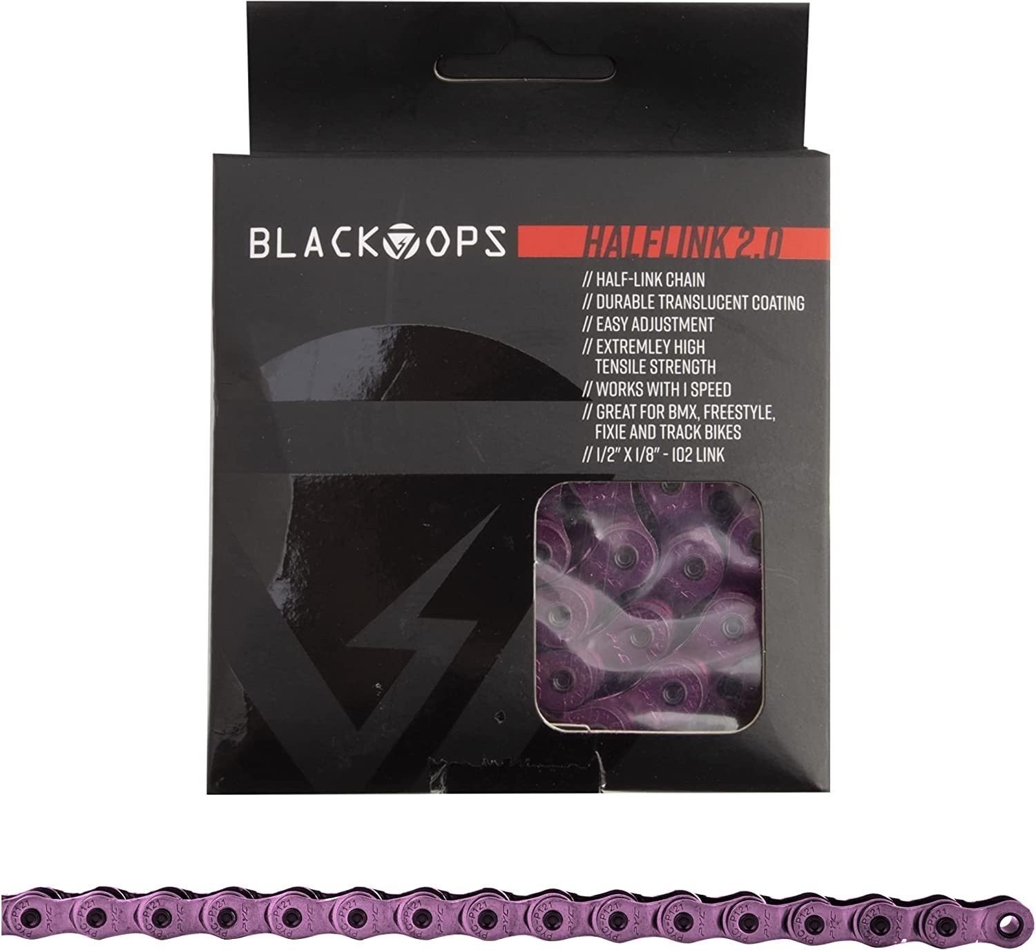 Black Ops Chain BK-OPS 1/2×1/8 Half Link 2.0 1s Translucent-PURPLE 102L