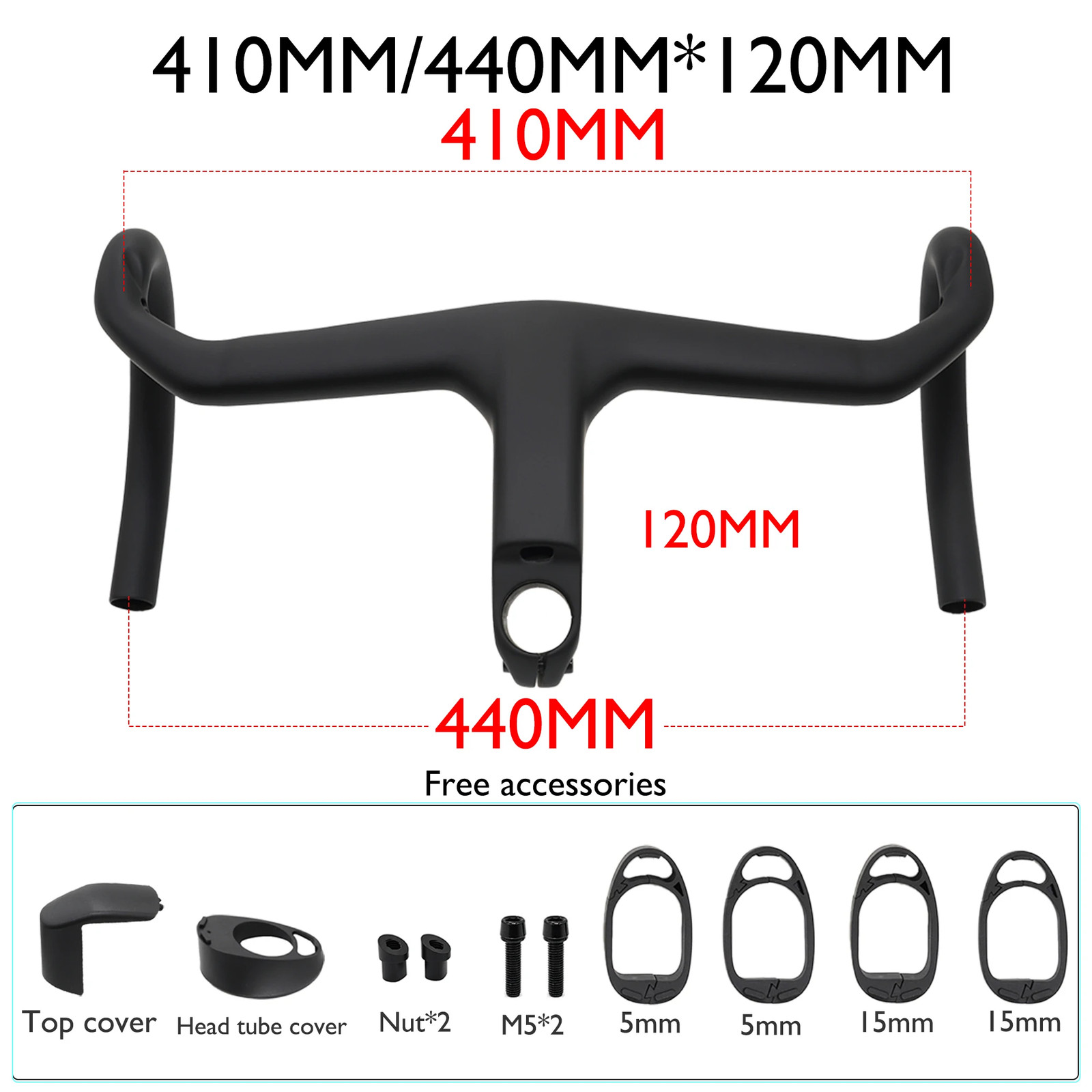 Full Carbon Integrated Road Bike Handlebar 28.6mm 350-410mm Aero Drop Handlebar