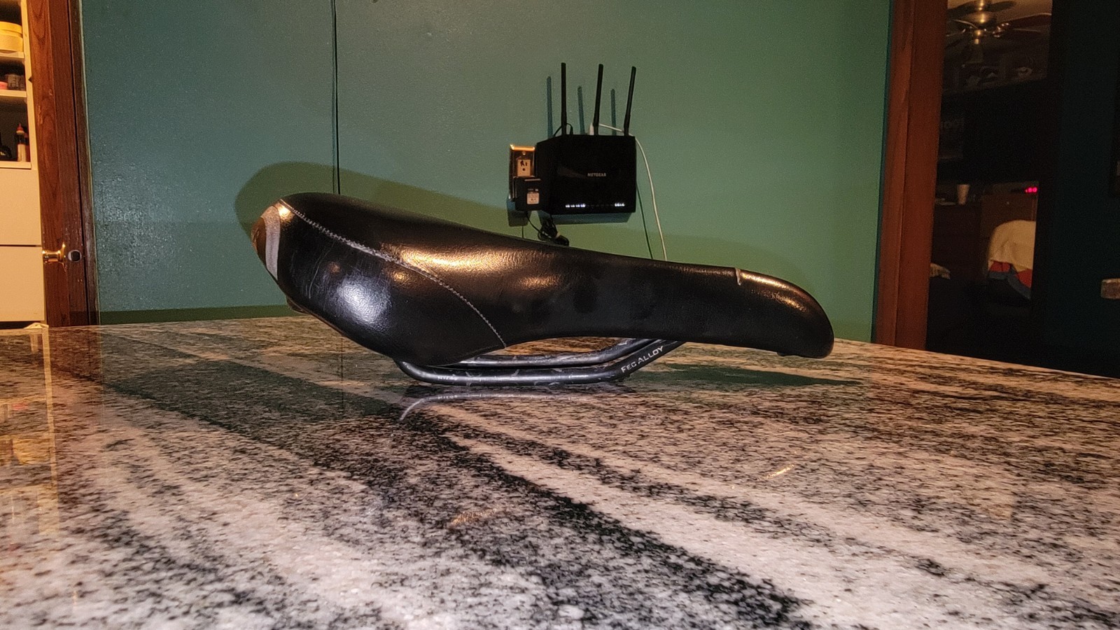 Terry Saddle Road Leather Seat CRMO Rails Gloss Black