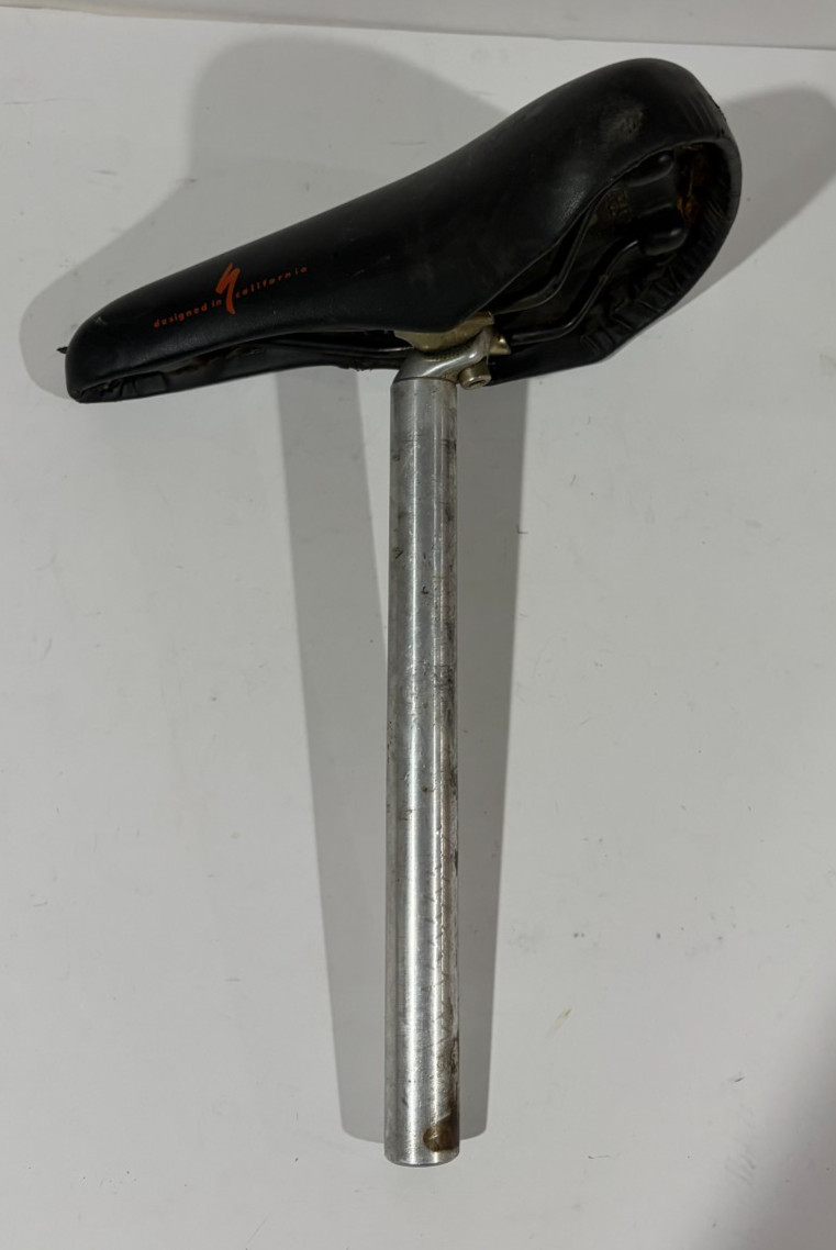 Vintage Specialized Bicycle Seat Saddle Black with Post See Description