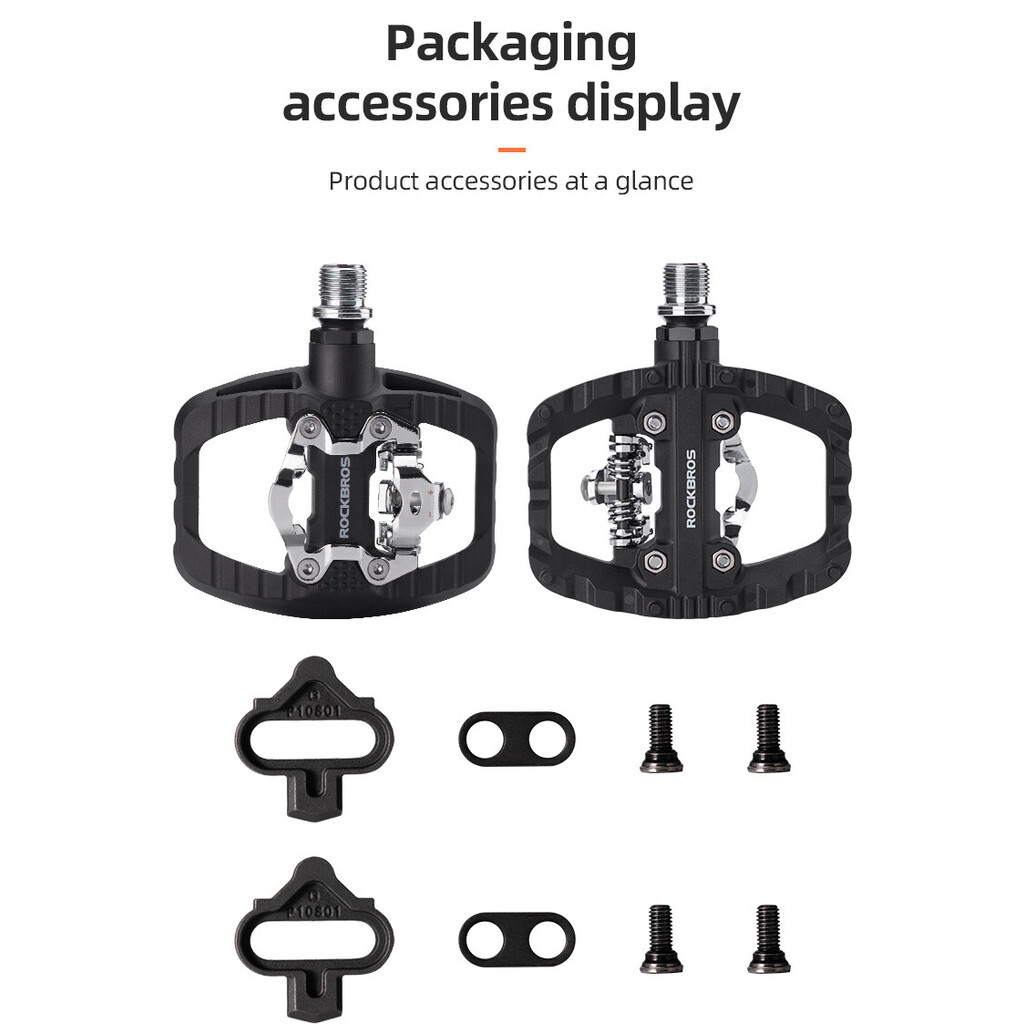 ROCKBROS MTB Lock/Flat Pedals Double Sealed Clipless SPD Cleats Ultralight Pedal