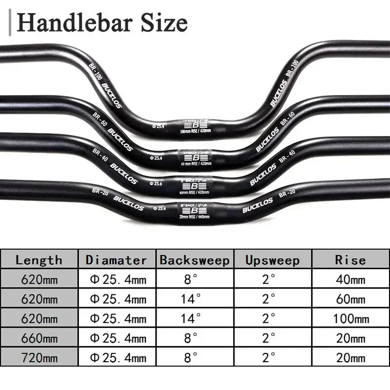 Mountain Bike Handlebar 31.8Mm 25.4Mm Bicycle Riser Bar 620/660/720/780Mm Alumin