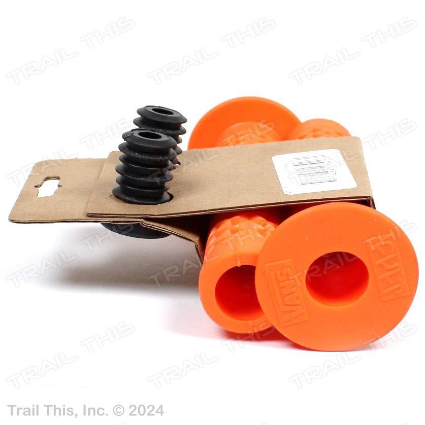Cult X Vans FLANGED BMX Bike Grips w/ End Plugs Waffle Pattern 143mm – ORANGE