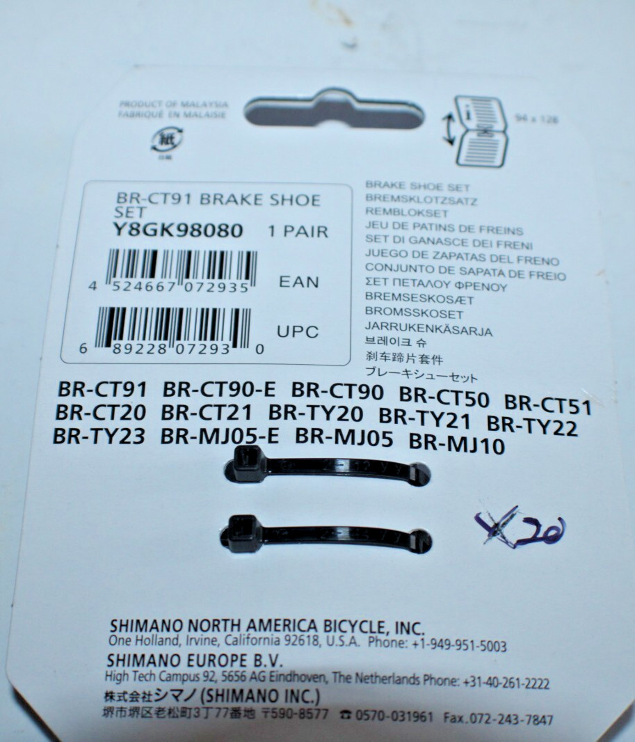 Shimano Brake Shoe Set BR-CT91 Cantilever Y8GK98080 All-Weather Free USA Shipper