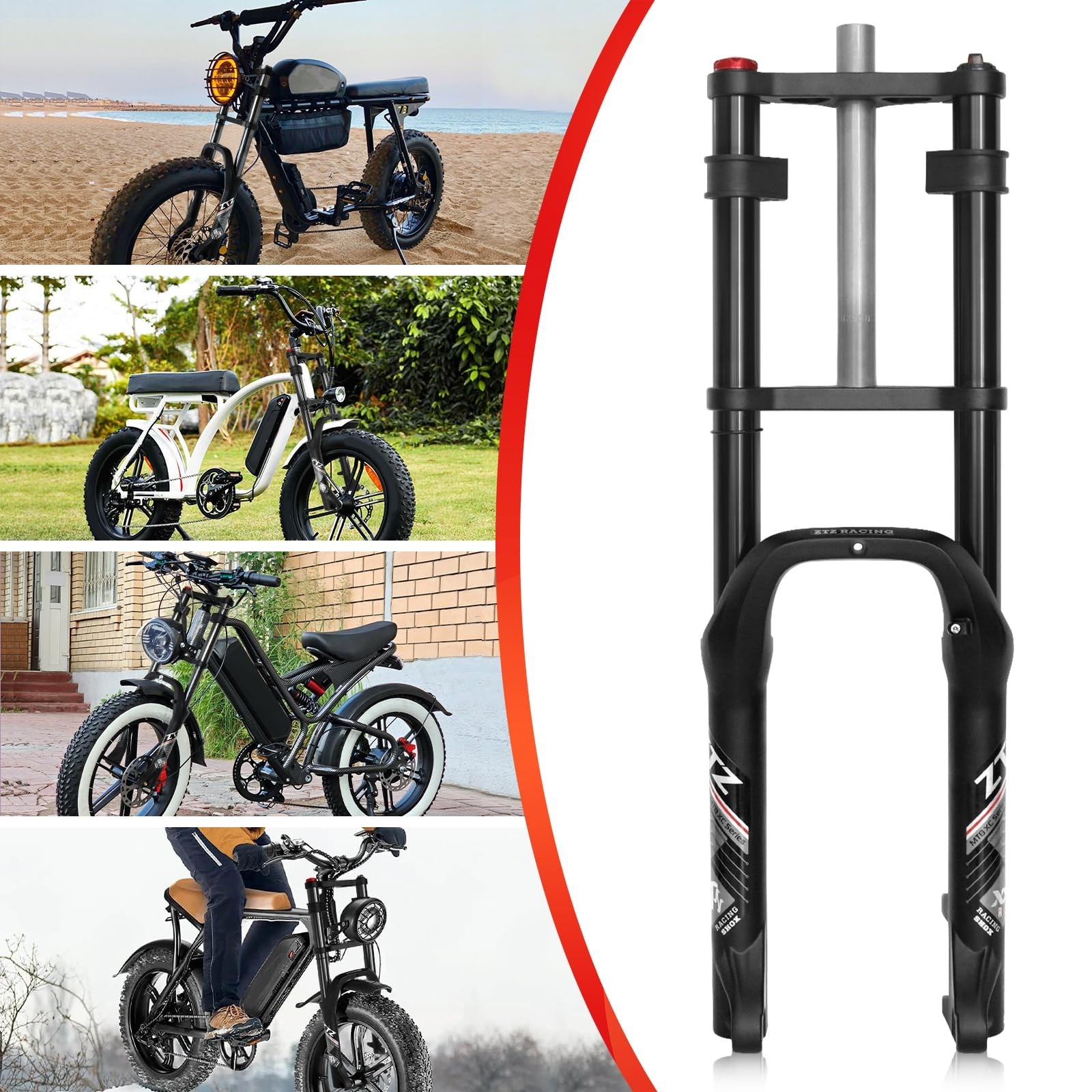ZTZ 20 * 4.0 inch Fat Tire Oil Spring Suspension Fork – 180mm Travel, 135mm S…
