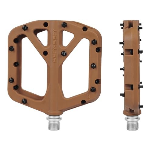 Mountain Bike Pedals 9/16 Inch Flat Platform Nylon Composite Non-Slip Steel Pins