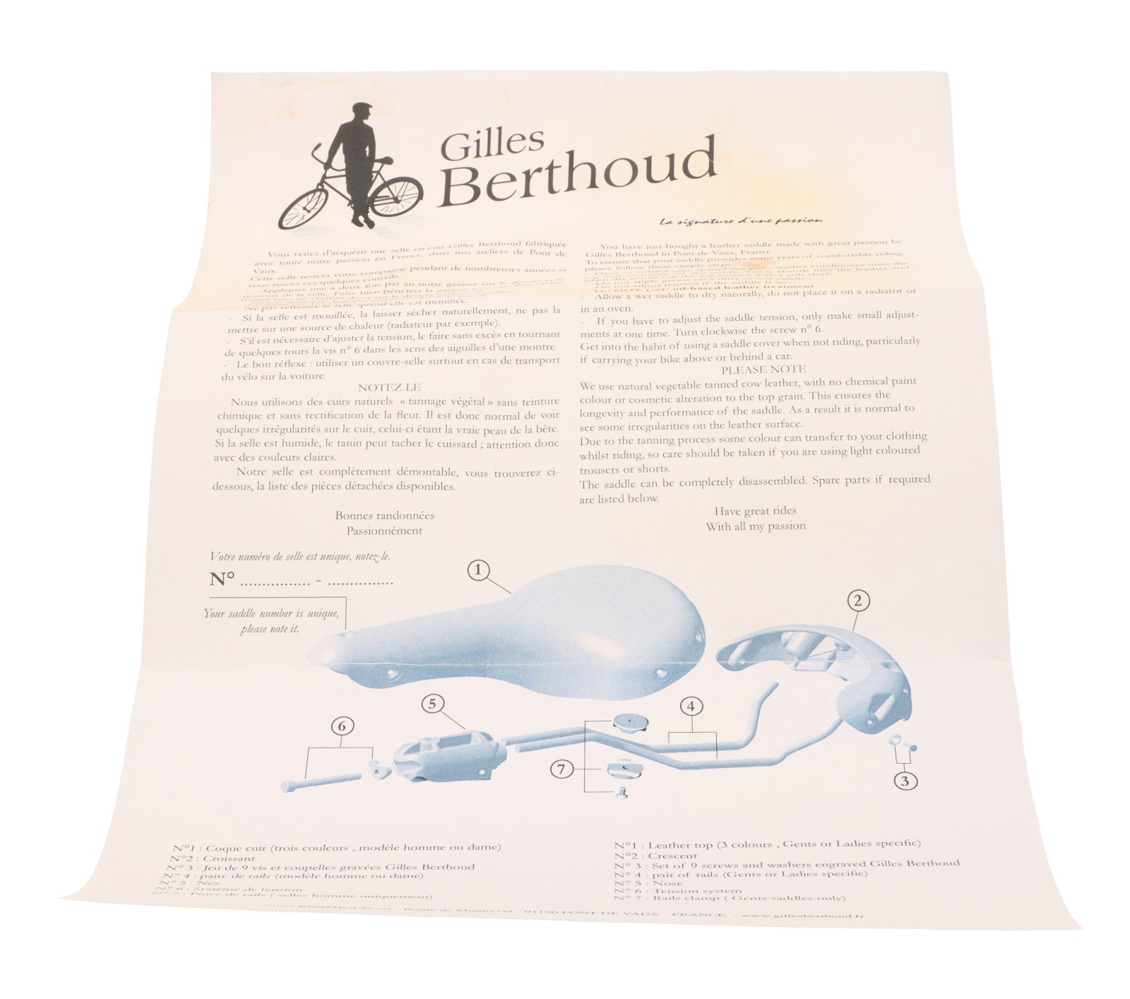 Gilles Berthoud Marie Blanque Open Saddle Steel Rails Leather Black NEW NOS