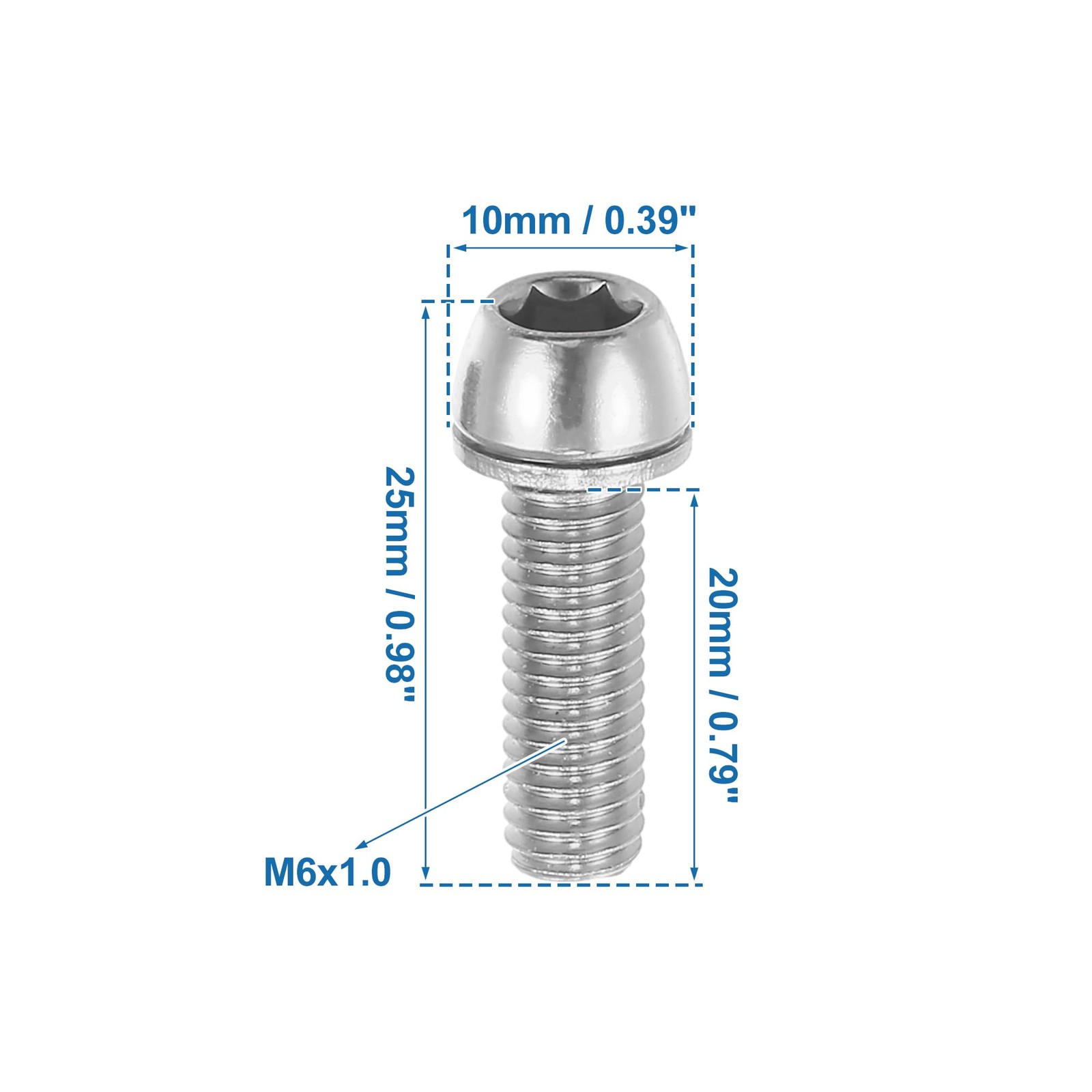 6 Pcs Bicycle Stem Screws for MTB Bike Bicycle Stem Durable M6x20mm Socket He…