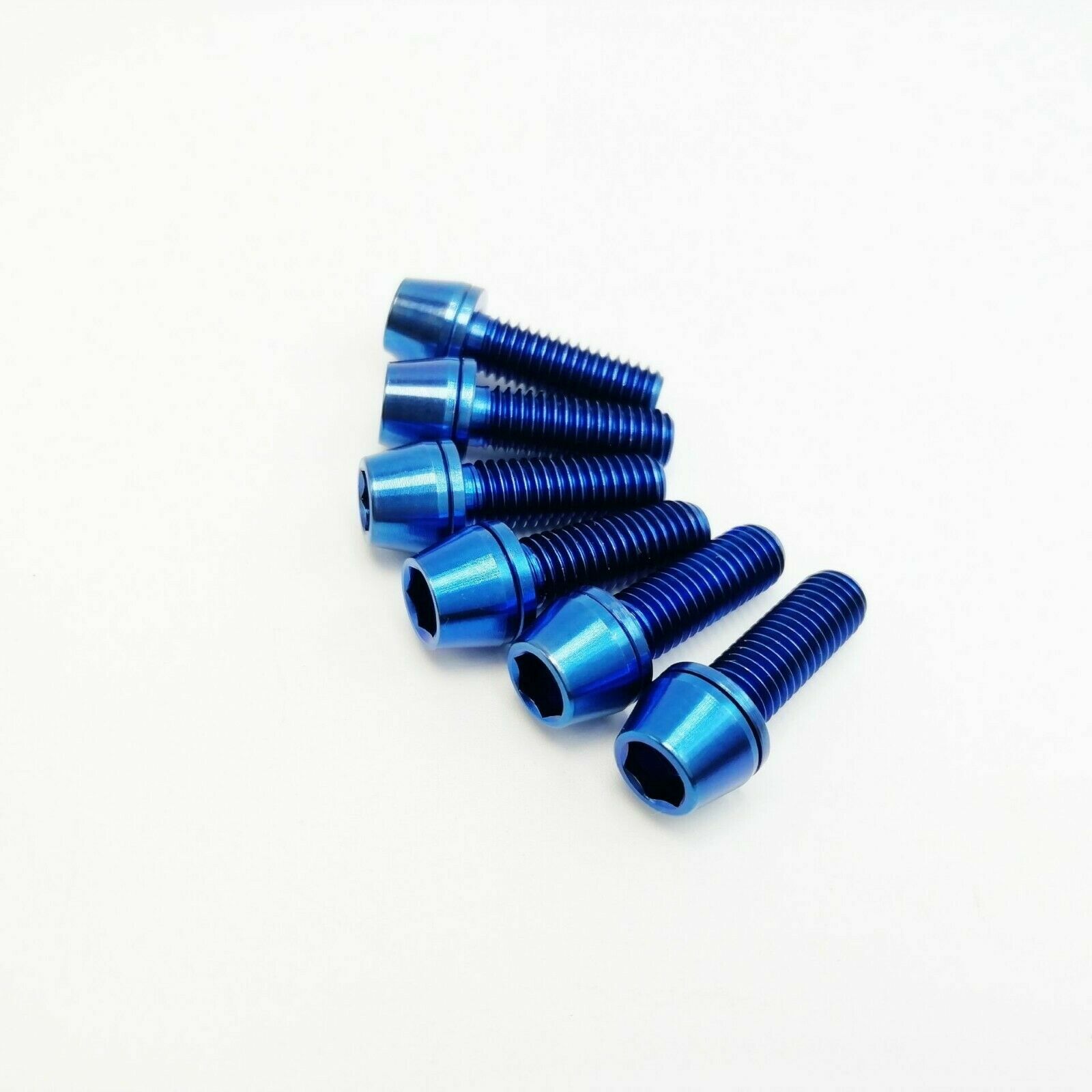 M5x16mm Titanium Ti Bike Stem Bolts Taper Head Bicycle Conical With Washers 6pcs