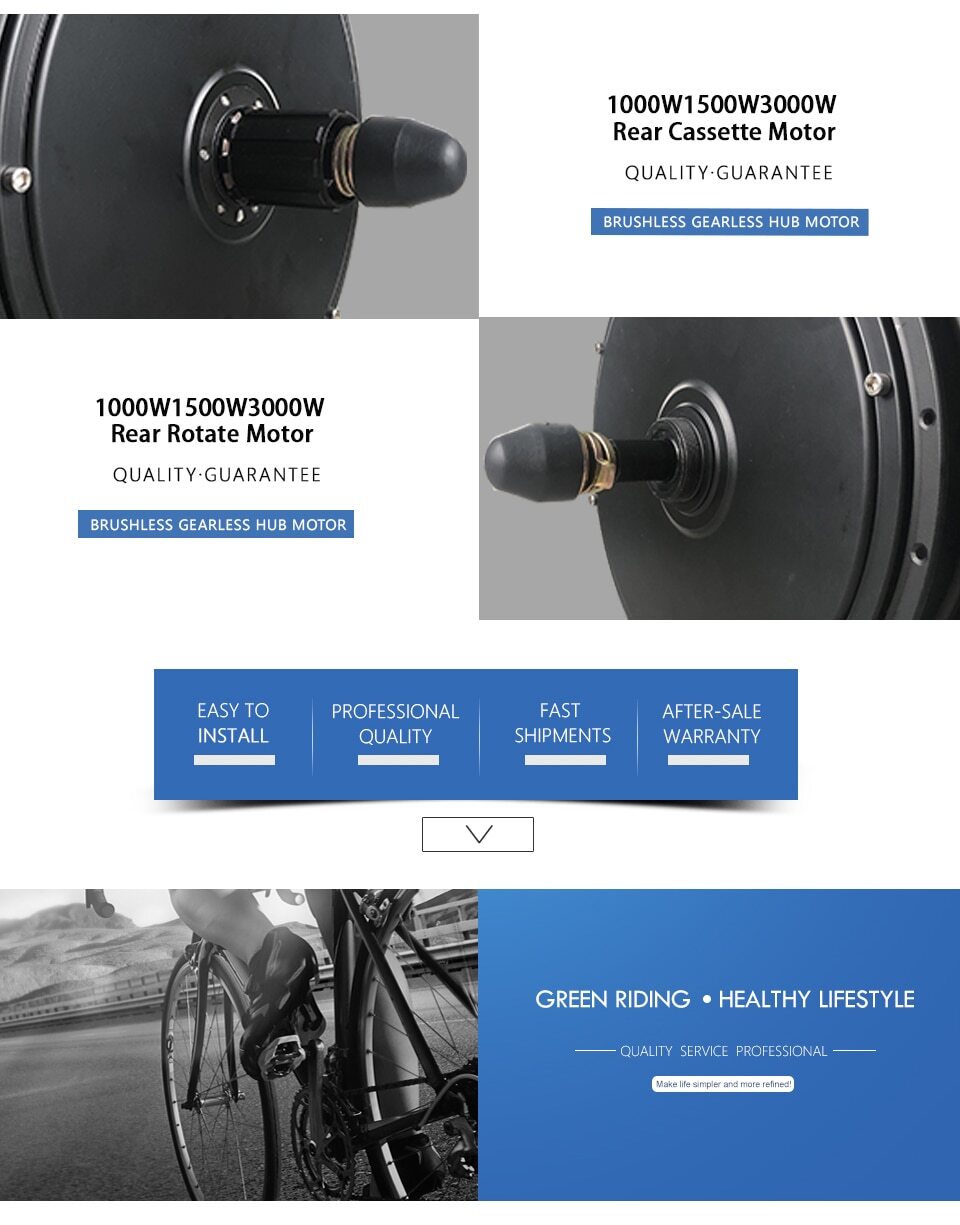 Fat Tire Bicycle 48V 1000W 1500W 72V 3000W Snow Ebike Brushless Gearless Motor