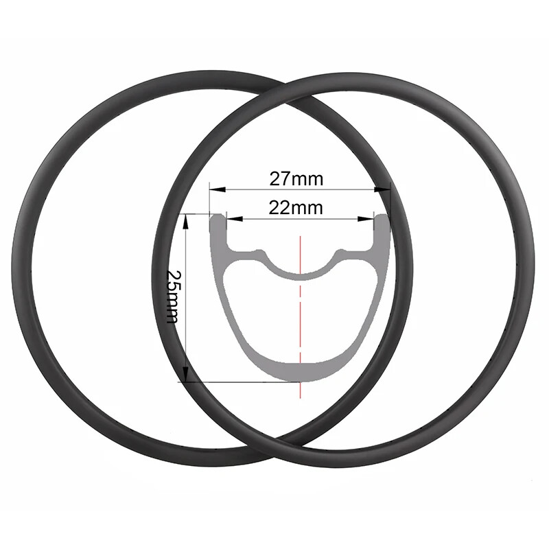 2 Pc 29er MTB XC Carbon Rims 650B 27x25mm Clincher Tubeless Bicycle Wheel 28 32H