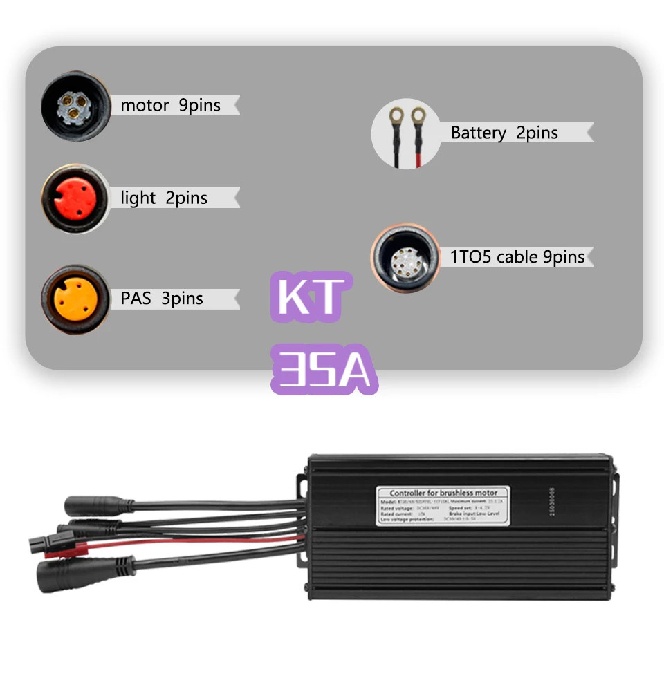 36V48V52V E-Bike Sine Wave Controller 35A for 1000W 1500W Brushless Motor