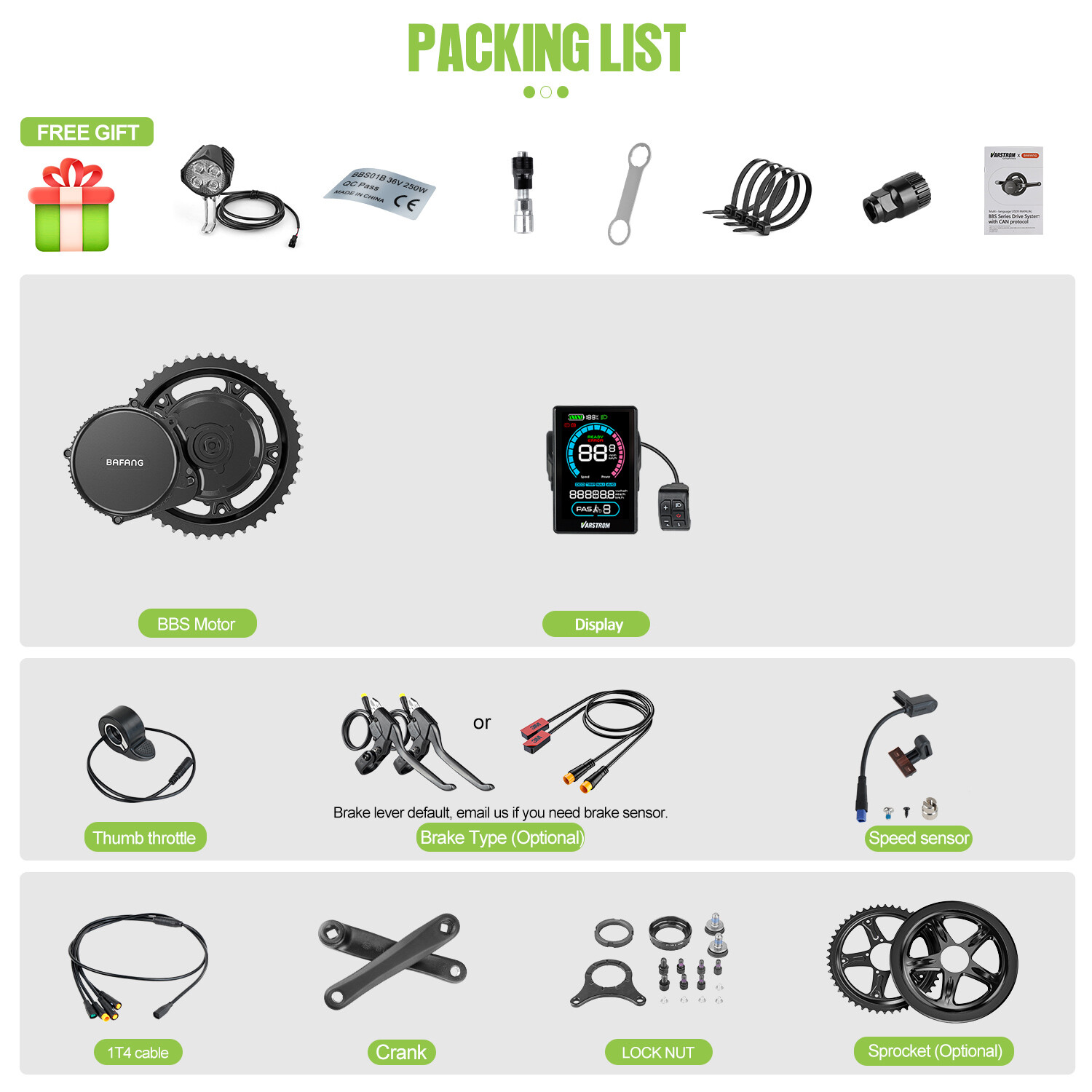48V1000W Bafang Electric Bicycle 68-73mm Mid Drive Motor Ebike Conversion Kits
